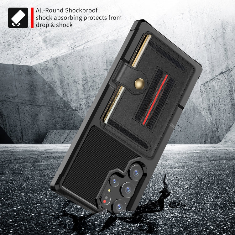 For Samsung Galaxy S22 Ultra 5G ZM06 Card Bag TPU + Leather Phone Case