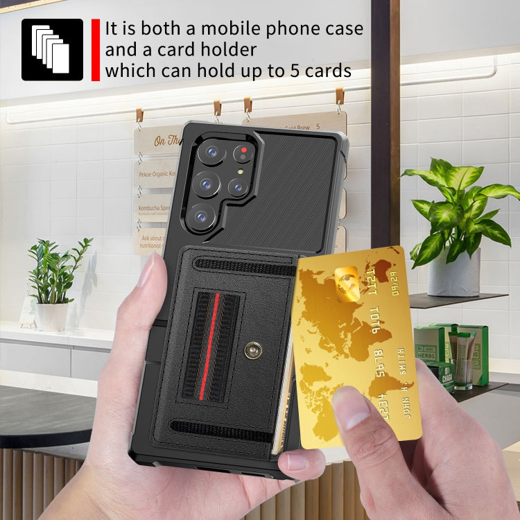 For Samsung Galaxy S22 Ultra 5G ZM06 Card Bag TPU + Leather Phone Case