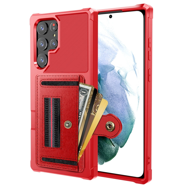 For Samsung Galaxy S22 Ultra 5G ZM06 Card Bag TPU + Leather Phone Case