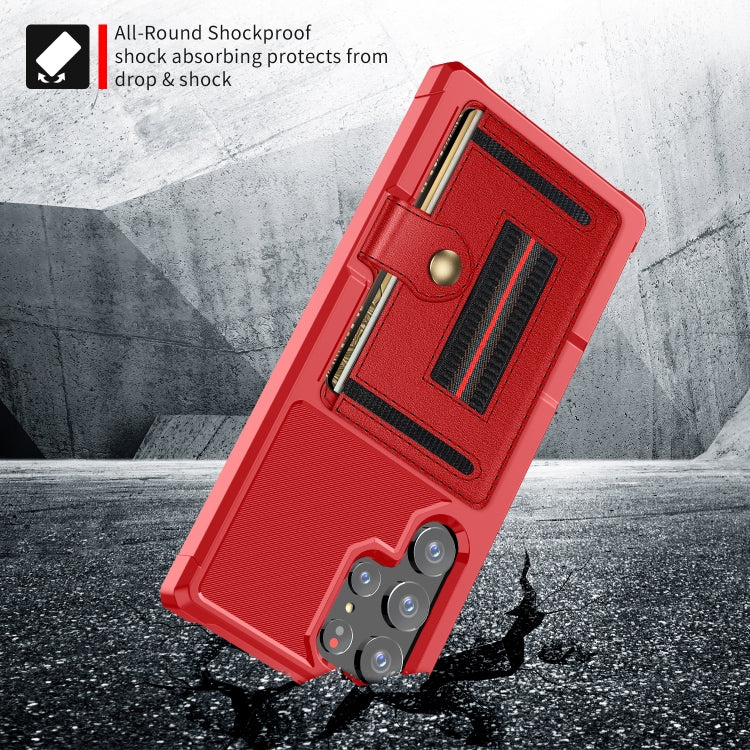 For Samsung Galaxy S22 Ultra 5G ZM06 Card Bag TPU + Leather Phone Case
