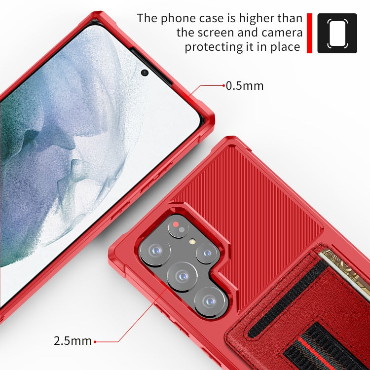 For Samsung Galaxy S22 Ultra 5G ZM06 Card Bag TPU + Leather Phone Case