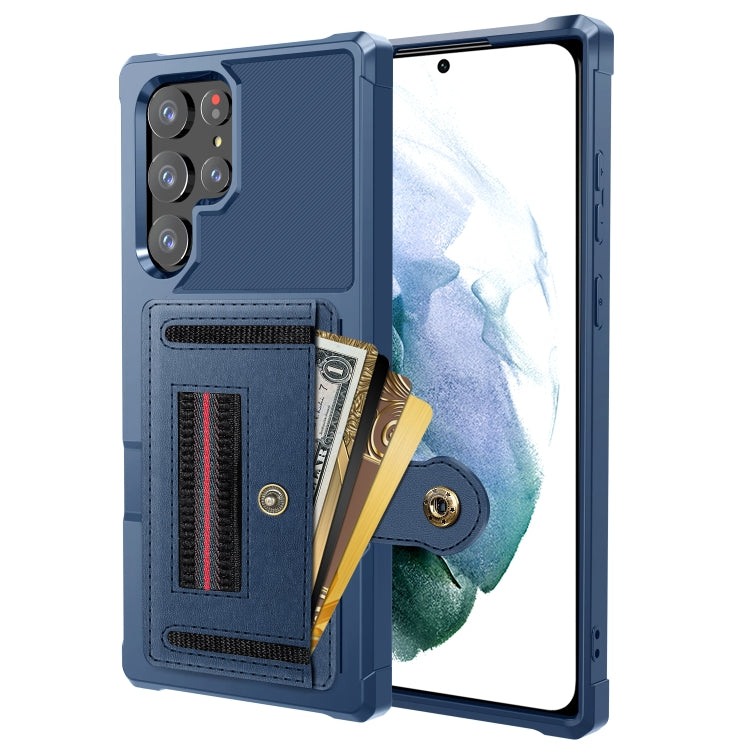 For Samsung Galaxy S22 Ultra 5G ZM06 Card Bag TPU + Leather Phone Case