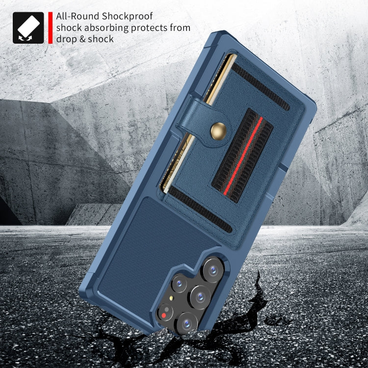 For Samsung Galaxy S22 Ultra 5G ZM06 Card Bag TPU + Leather Phone Case