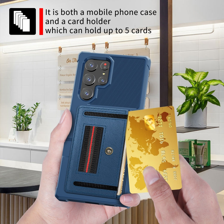 For Samsung Galaxy S22 Ultra 5G ZM06 Card Bag TPU + Leather Phone Case