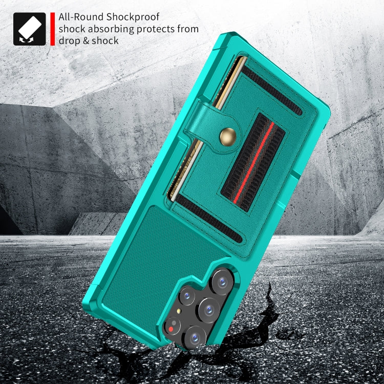 For Samsung Galaxy S22 Ultra 5G ZM06 Card Bag TPU + Leather Phone Case