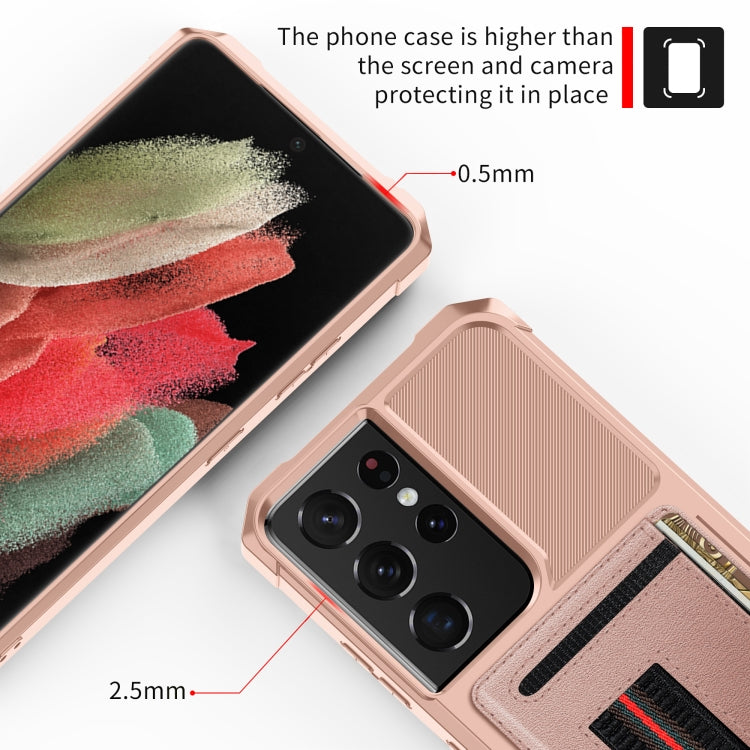 For Samsung Galaxy S21 Ultra 5G ZM06 Card Bag TPU + Leather Phone Case