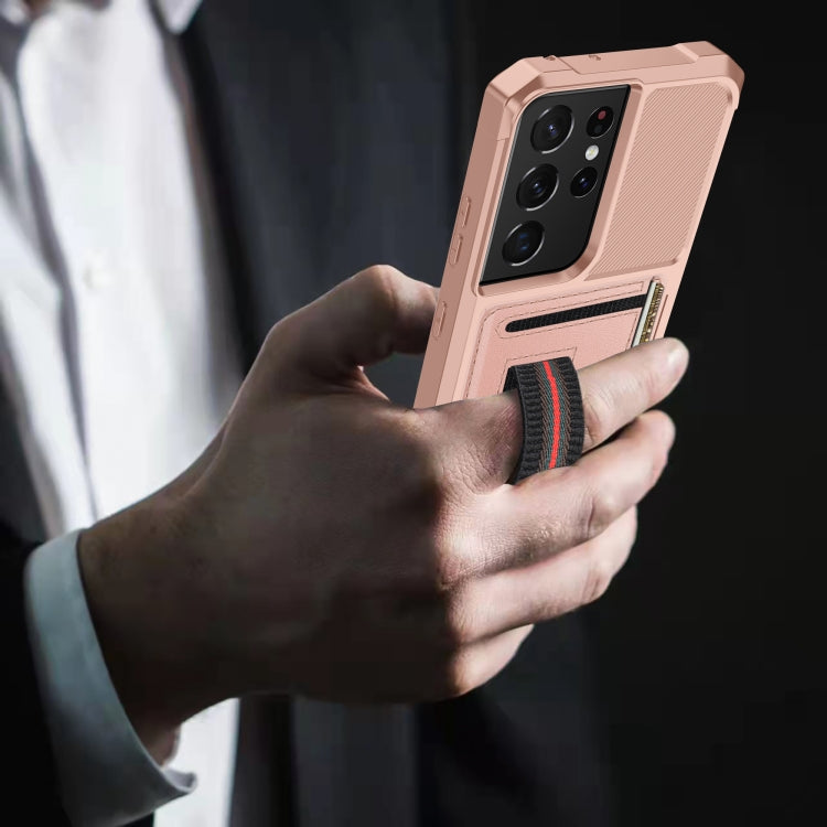 For Samsung Galaxy S21 Ultra 5G ZM06 Card Bag TPU + Leather Phone Case