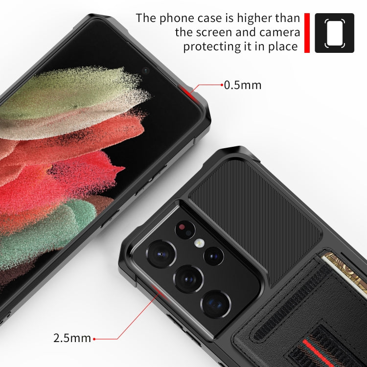 For Samsung Galaxy S21 Ultra 5G ZM06 Card Bag TPU + Leather Phone Case