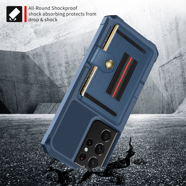 For Samsung Galaxy S21 Ultra 5G ZM06 Card Bag TPU + Leather Phone Case