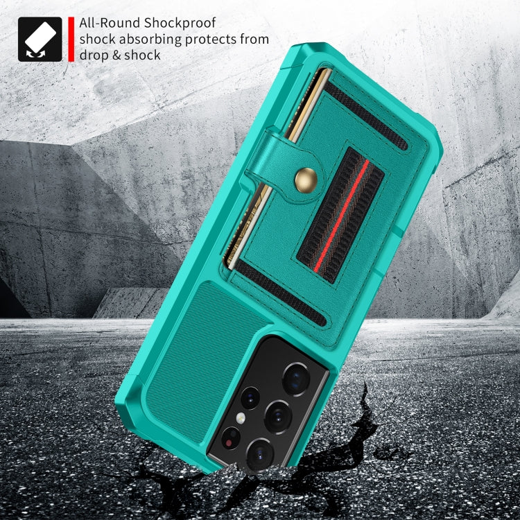 For Samsung Galaxy S21 Ultra 5G ZM06 Card Bag TPU + Leather Phone Case