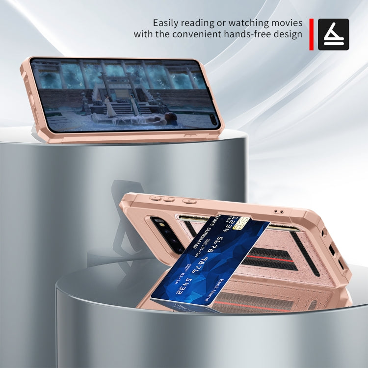 For Samsung Galaxy S10+ ZM06 Card Bag TPU + Leather Phone Case
