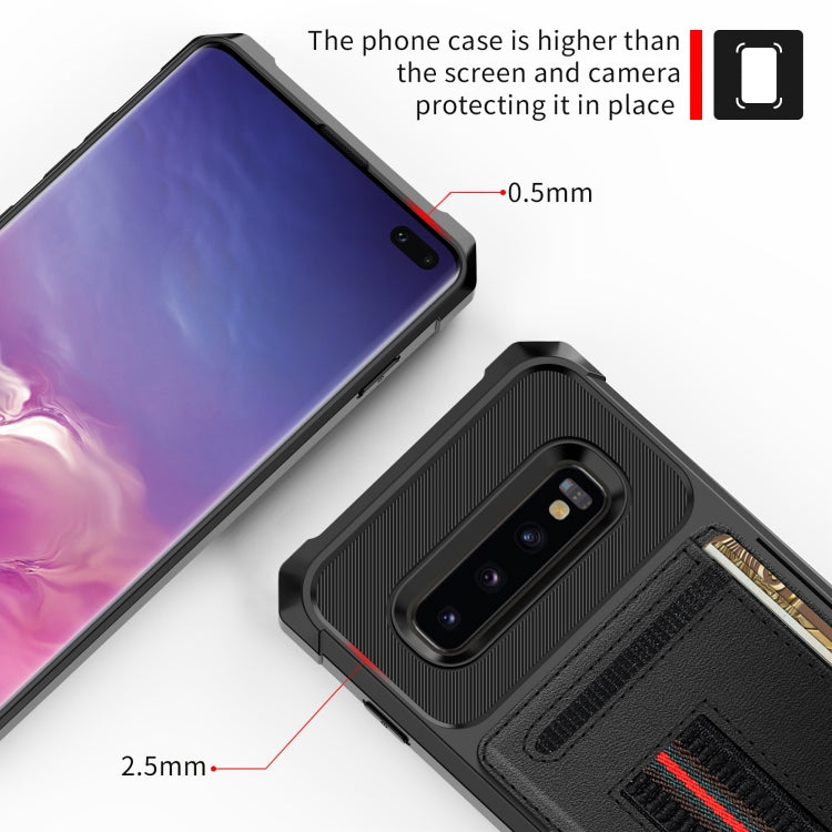For Samsung Galaxy S10+ ZM06 Card Bag TPU + Leather Phone Case