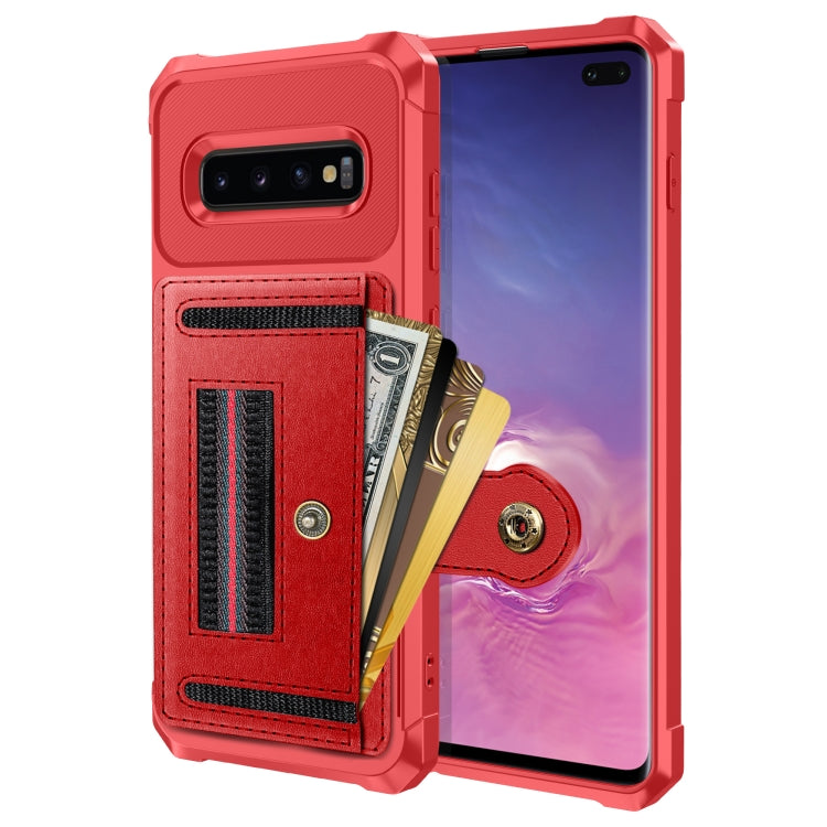 For Samsung Galaxy S10+ ZM06 Card Bag TPU + Leather Phone Case