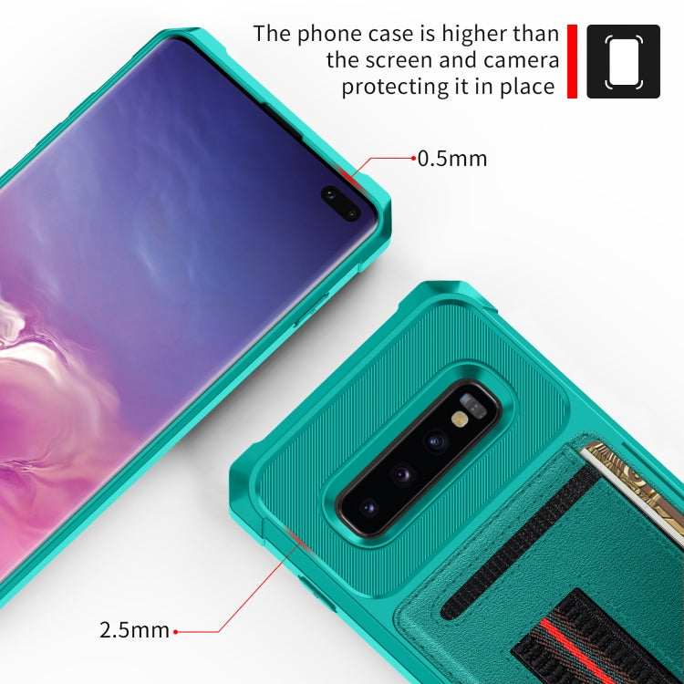 For Samsung Galaxy S10+ ZM06 Card Bag TPU + Leather Phone Case