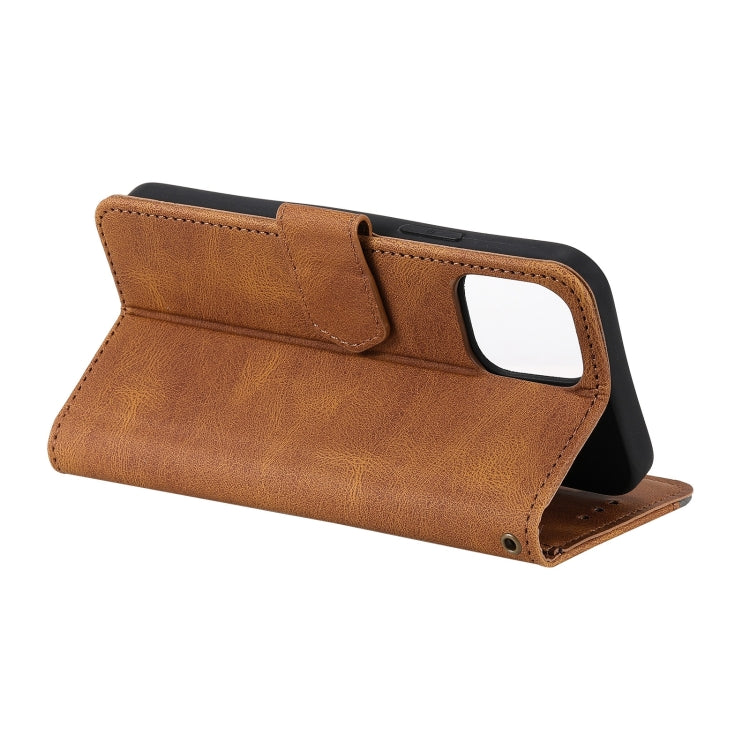 For iPhone 14 Pro Max Stitching Calf Texture Leather Case