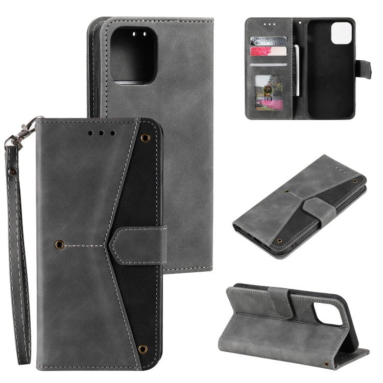 For iPhone 14 Plus Stitching Calf Texture Leather Case