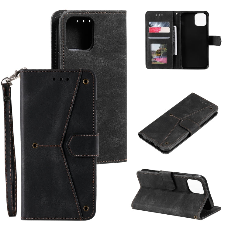 For iPhone 14 Plus Stitching Calf Texture Leather Case