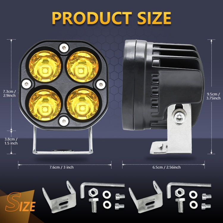Car 3 inch 4LEDs Strobe Spotlight 20W / 2000LM / 6000K / DC9-80V