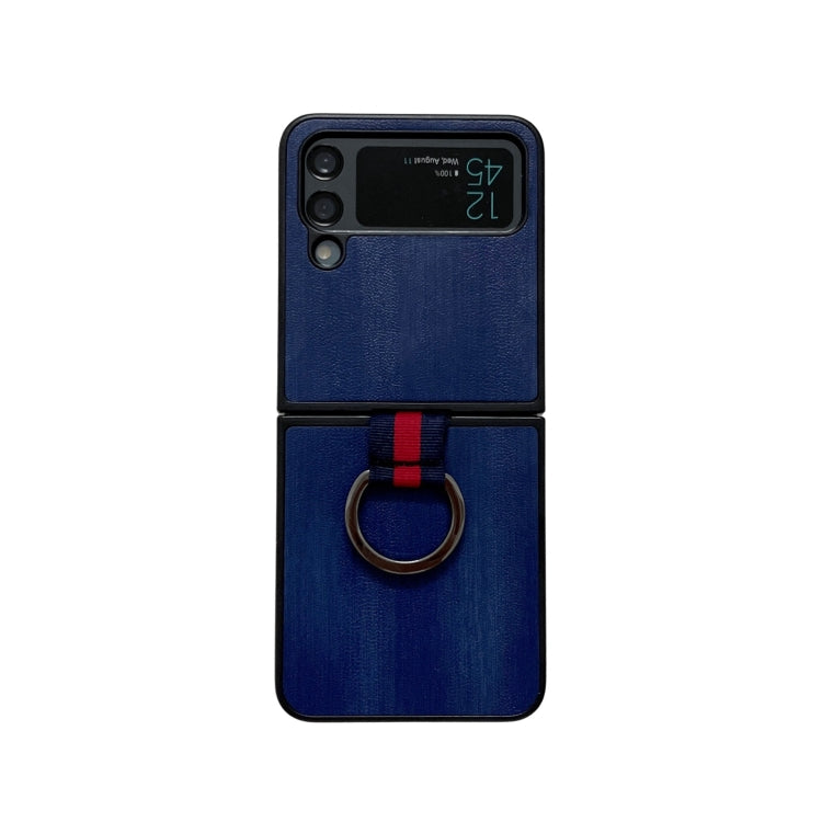 For Samsung Galaxy Z Flip4 Yellow Cow Texture PU Phone Case With Ring