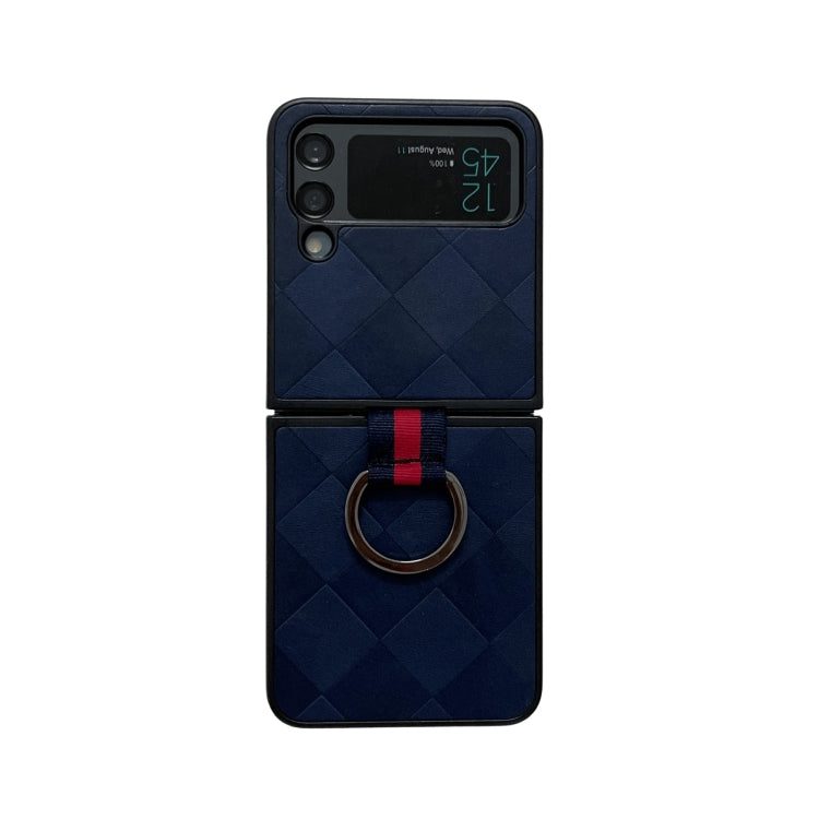 For Samsung Galaxy Z Flip4 Weave Plaid PU Phone Case With Ring