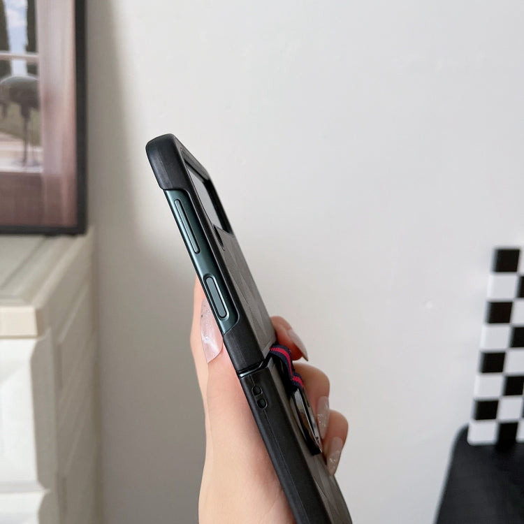 For Samsung Galaxy Z Flip4 Weave Plaid PU Phone Case With Ring