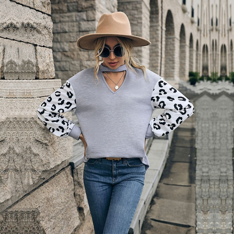 V-neck Long-sleeved Knitted Cutout Sweater, Size: