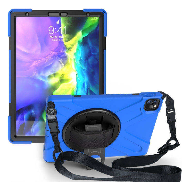 For  iPad Pro 11 (2020) 360 Degree Rotation Silicone Protective Cover with Holder & Hand Strap & Long Strap