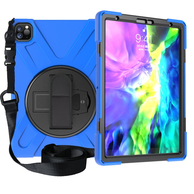 For  iPad Pro 11 (2020) 360 Degree Rotation Silicone Protective Cover with Holder & Hand Strap & Long Strap