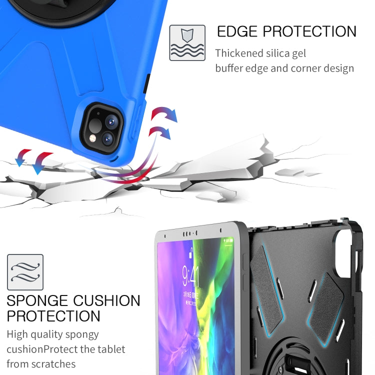 For  iPad Pro 11 (2020) 360 Degree Rotation Silicone Protective Cover with Holder & Hand Strap & Long Strap