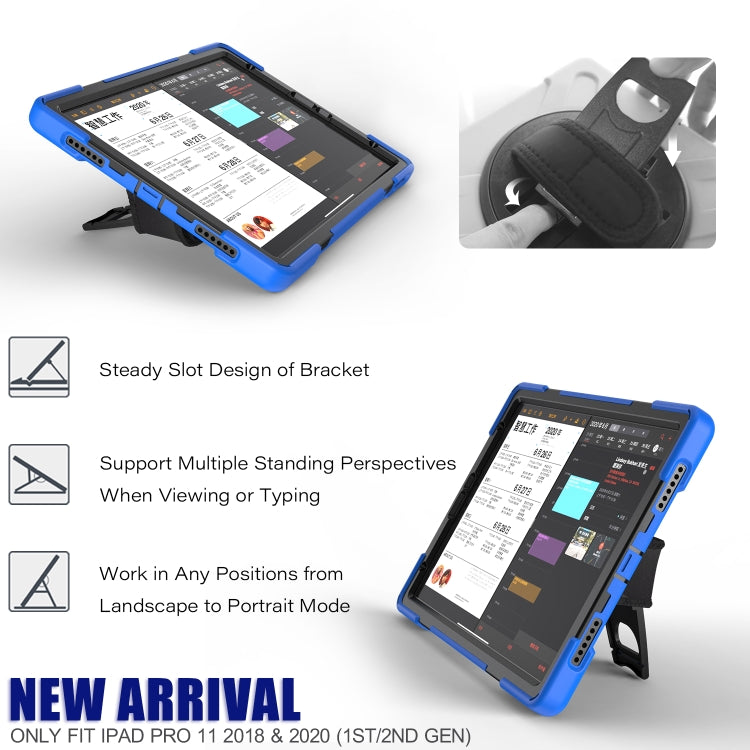 For  iPad Pro 11 (2020) 360 Degree Rotation Silicone Protective Cover with Holder & Hand Strap & Long Strap