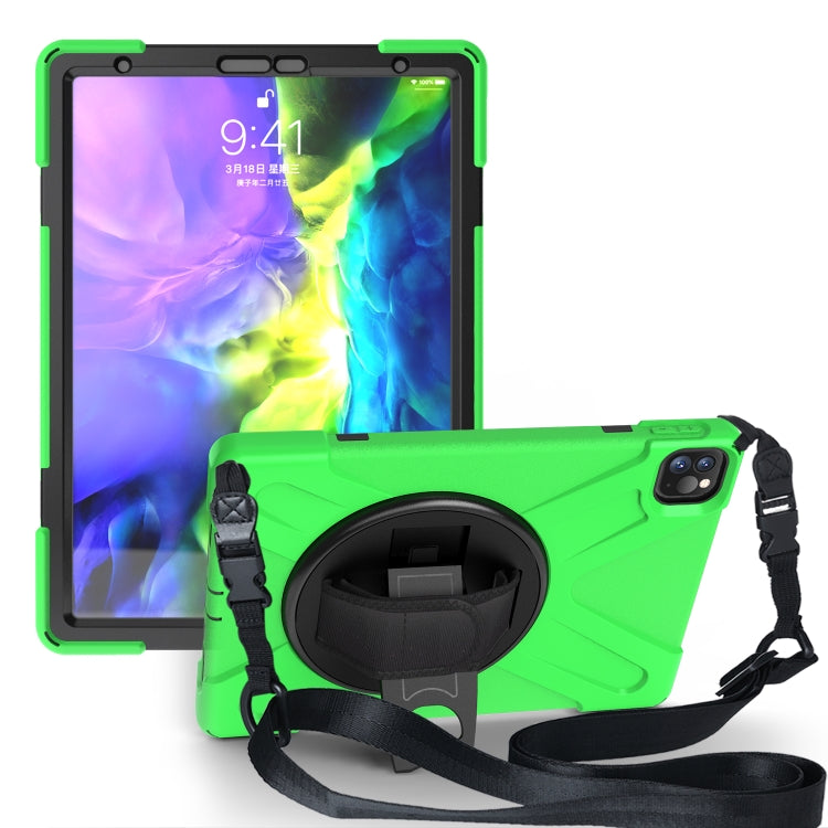For  iPad Pro 11 (2020) 360 Degree Rotation Silicone Protective Cover with Holder & Hand Strap & Long Strap