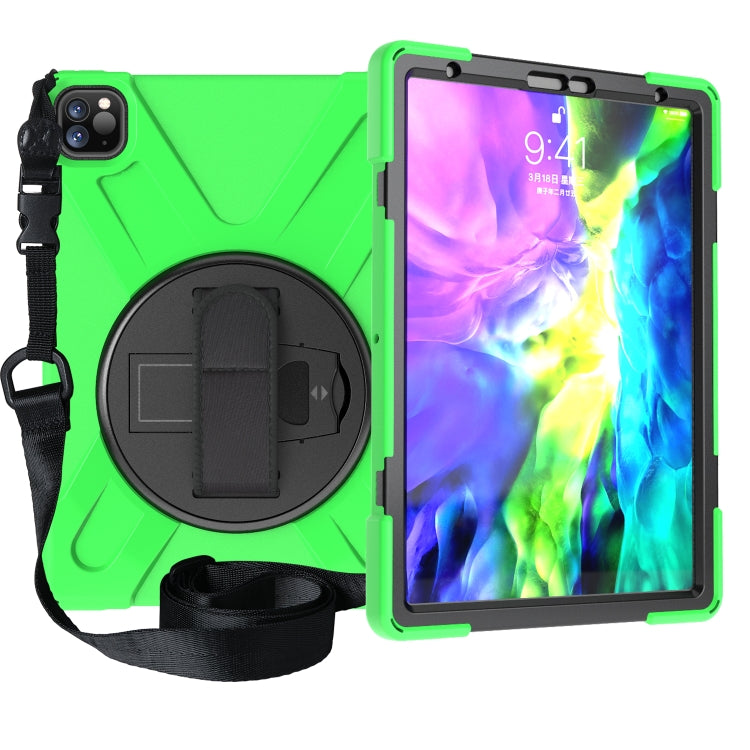 For  iPad Pro 11 (2020) 360 Degree Rotation Silicone Protective Cover with Holder & Hand Strap & Long Strap