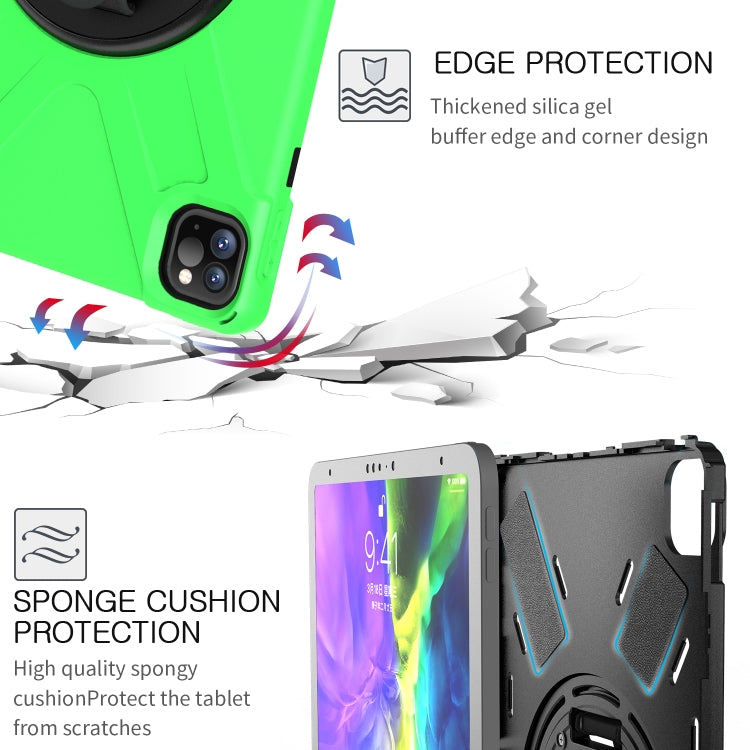 For  iPad Pro 11 (2020) 360 Degree Rotation Silicone Protective Cover with Holder & Hand Strap & Long Strap