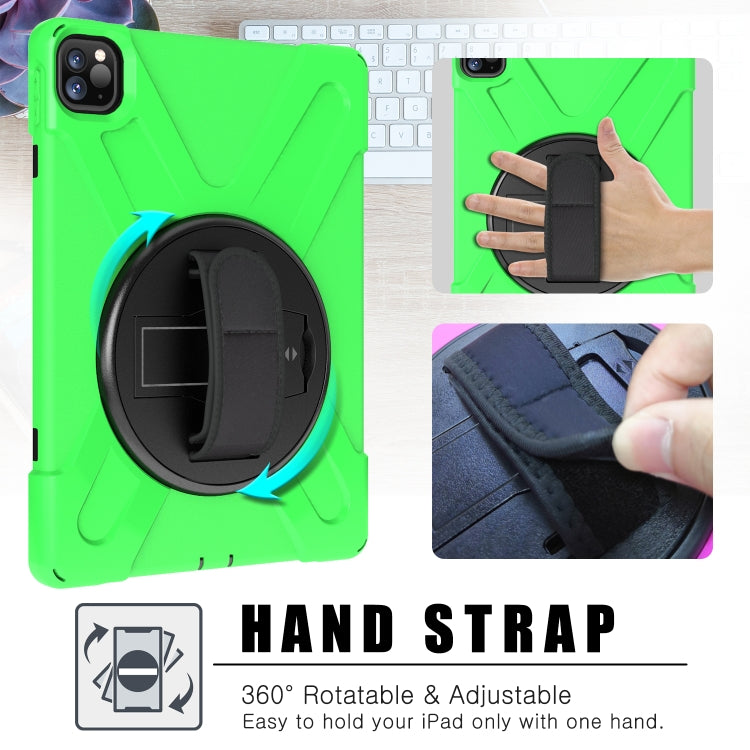 For  iPad Pro 11 (2020) 360 Degree Rotation Silicone Protective Cover with Holder & Hand Strap & Long Strap