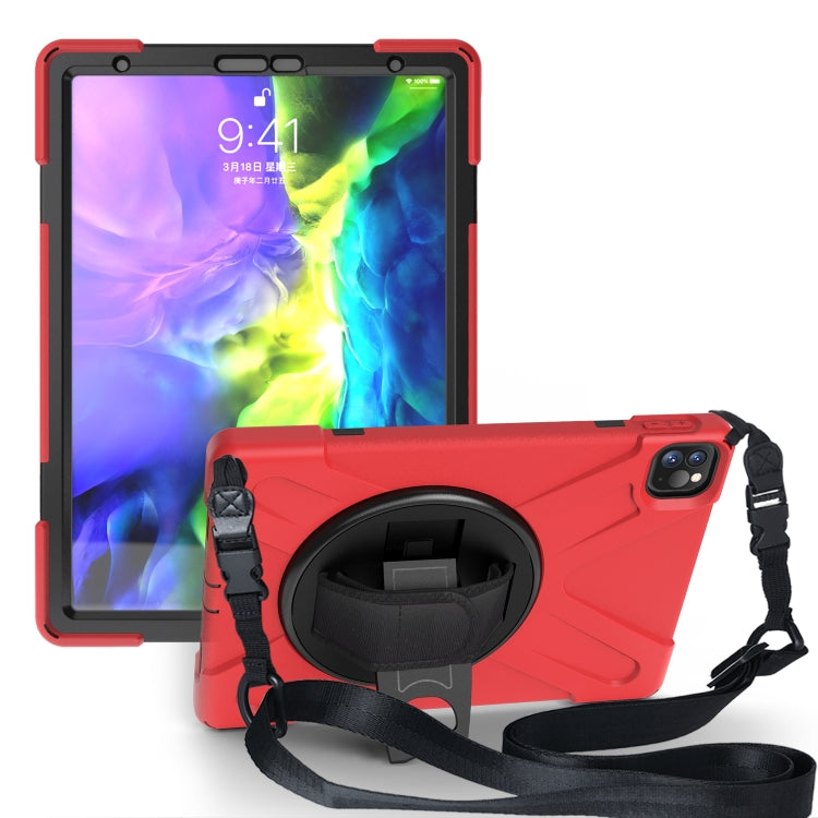 For  iPad Pro 11 (2020) 360 Degree Rotation Silicone Protective Cover with Holder & Hand Strap & Long Strap