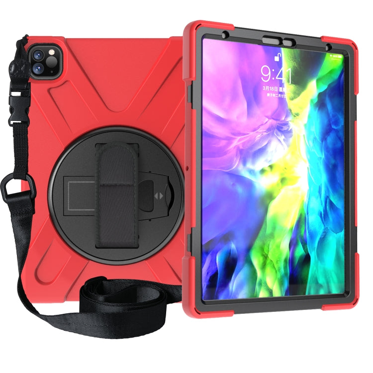 For  iPad Pro 11 (2020) 360 Degree Rotation Silicone Protective Cover with Holder & Hand Strap & Long Strap