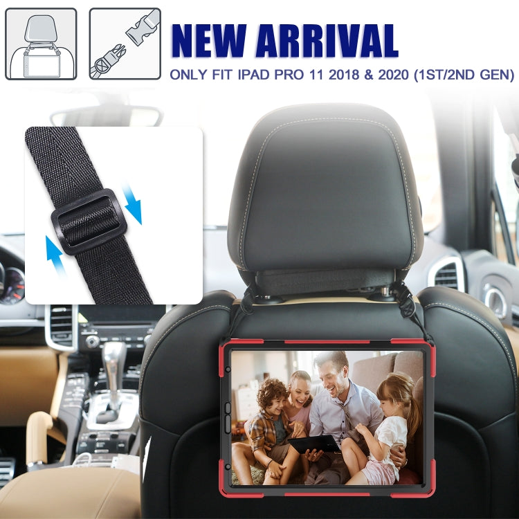 For  iPad Pro 11 (2020) 360 Degree Rotation Silicone Protective Cover with Holder & Hand Strap & Long Strap