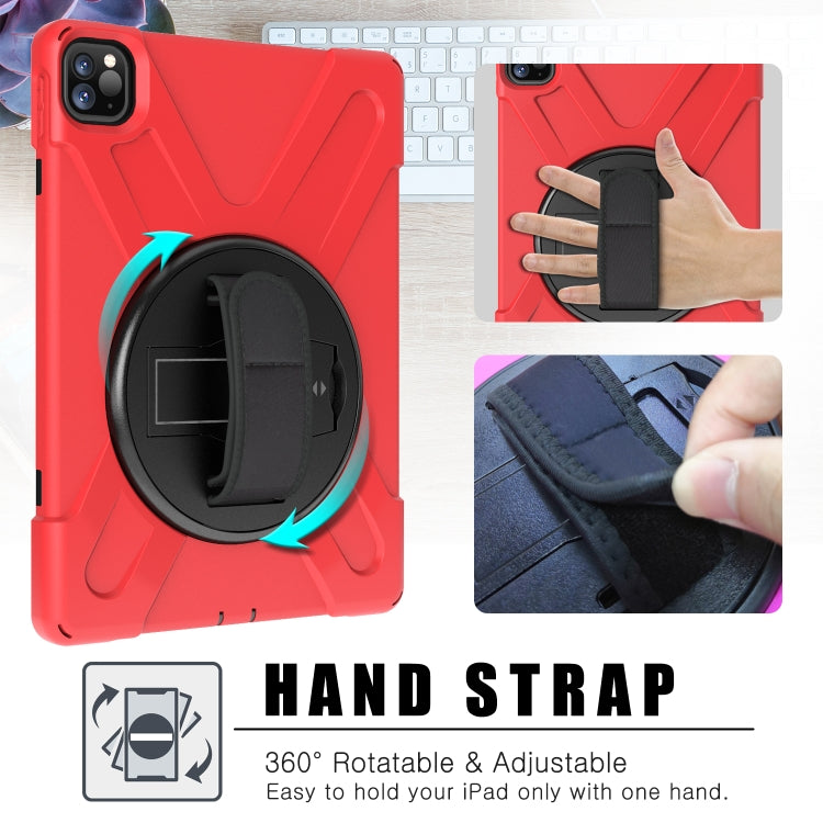 For  iPad Pro 11 (2020) 360 Degree Rotation Silicone Protective Cover with Holder & Hand Strap & Long Strap