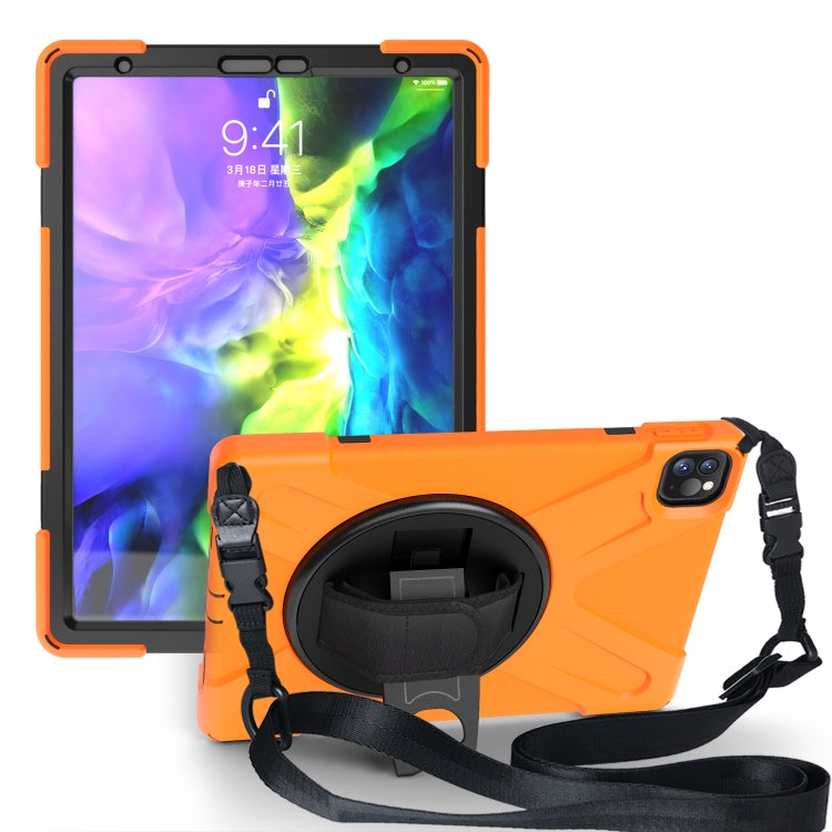 For  iPad Pro 11 (2020) 360 Degree Rotation Silicone Protective Cover with Holder & Hand Strap & Long Strap