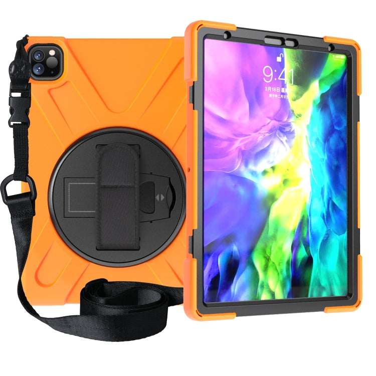 For  iPad Pro 11 (2020) 360 Degree Rotation Silicone Protective Cover with Holder & Hand Strap & Long Strap