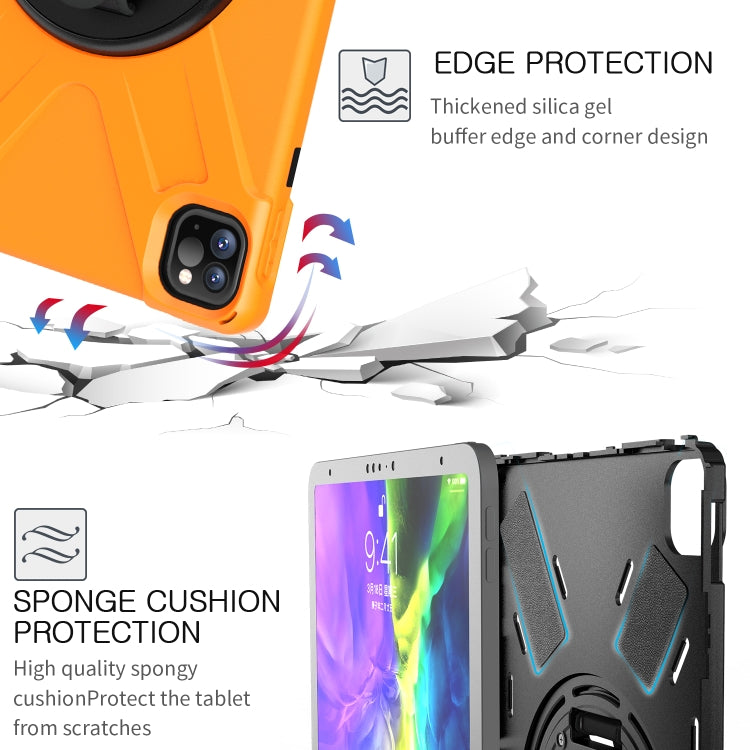 For  iPad Pro 11 (2020) 360 Degree Rotation Silicone Protective Cover with Holder & Hand Strap & Long Strap