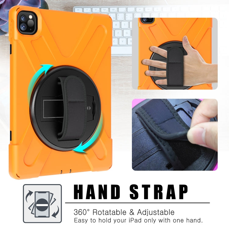 For  iPad Pro 11 (2020) 360 Degree Rotation Silicone Protective Cover with Holder & Hand Strap & Long Strap