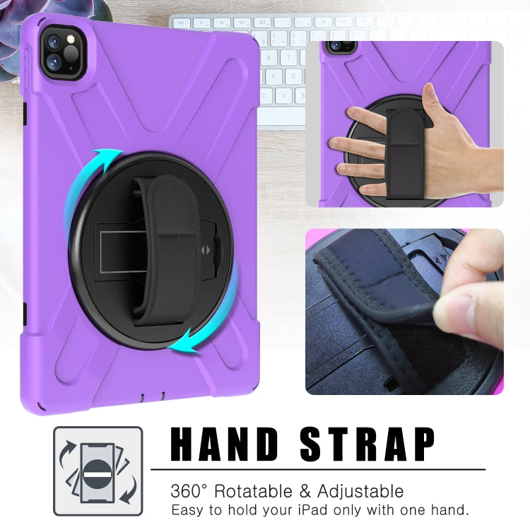 For  iPad Pro 11 (2020) 360 Degree Rotation Silicone Protective Cover with Holder & Hand Strap & Long Strap