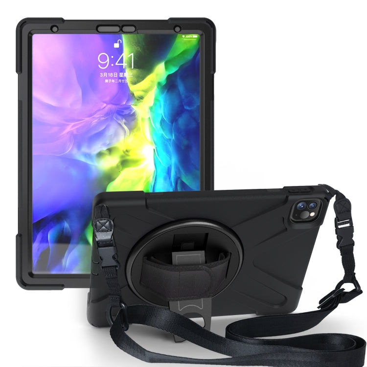 For  iPad Pro 11 (2020) 360 Degree Rotation Silicone Protective Cover with Holder & Hand Strap & Long Strap