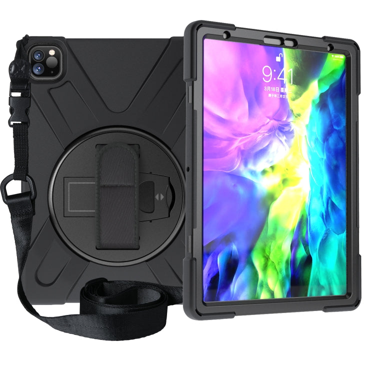 For  iPad Pro 11 (2020) 360 Degree Rotation Silicone Protective Cover with Holder & Hand Strap & Long Strap