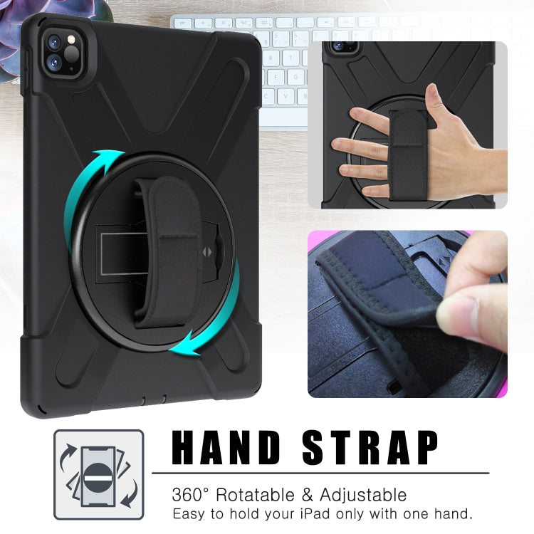 For  iPad Pro 11 (2020) 360 Degree Rotation Silicone Protective Cover with Holder & Hand Strap & Long Strap
