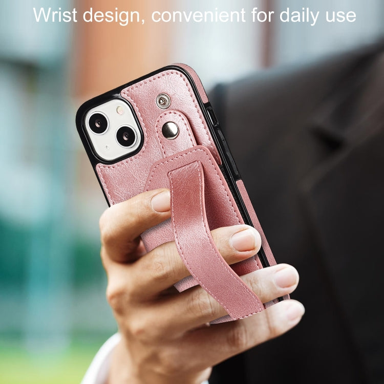 For iPhone 14 Plus Wrist Strap Holder Phone Case
