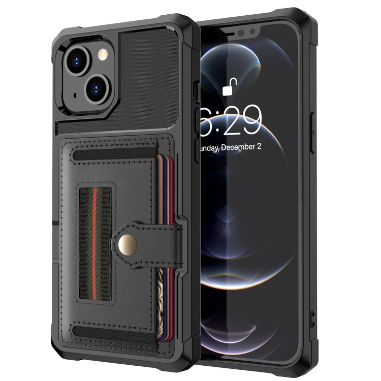 For iPhone 13 ZM06 Card Bag TPU + Leather Phone Case