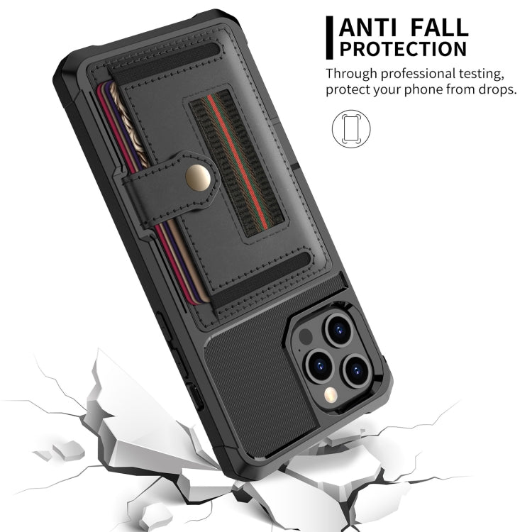 For iPhone 13 Pro ZM06 Card Bag TPU + Leather Phone Case