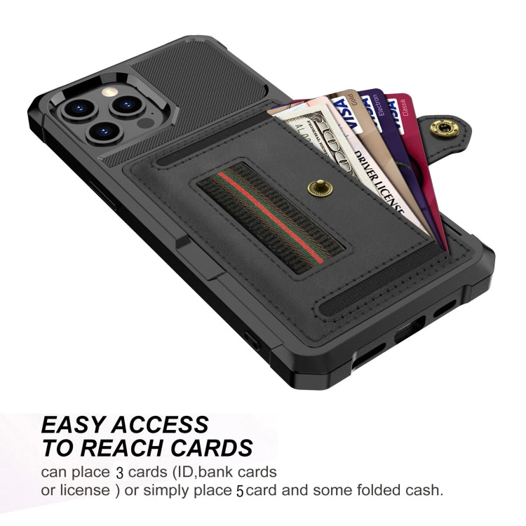 For iPhone 13 Pro Max ZM06 Card Bag TPU + Leather Phone Case